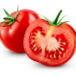 Tomato with slice isolated. With clipping path.